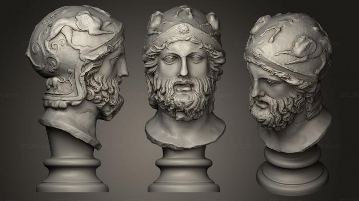 Бюсты и головы античные и исторические (Афинский Герой, BUSTA_0598) 3D модель для ЧПУ станка